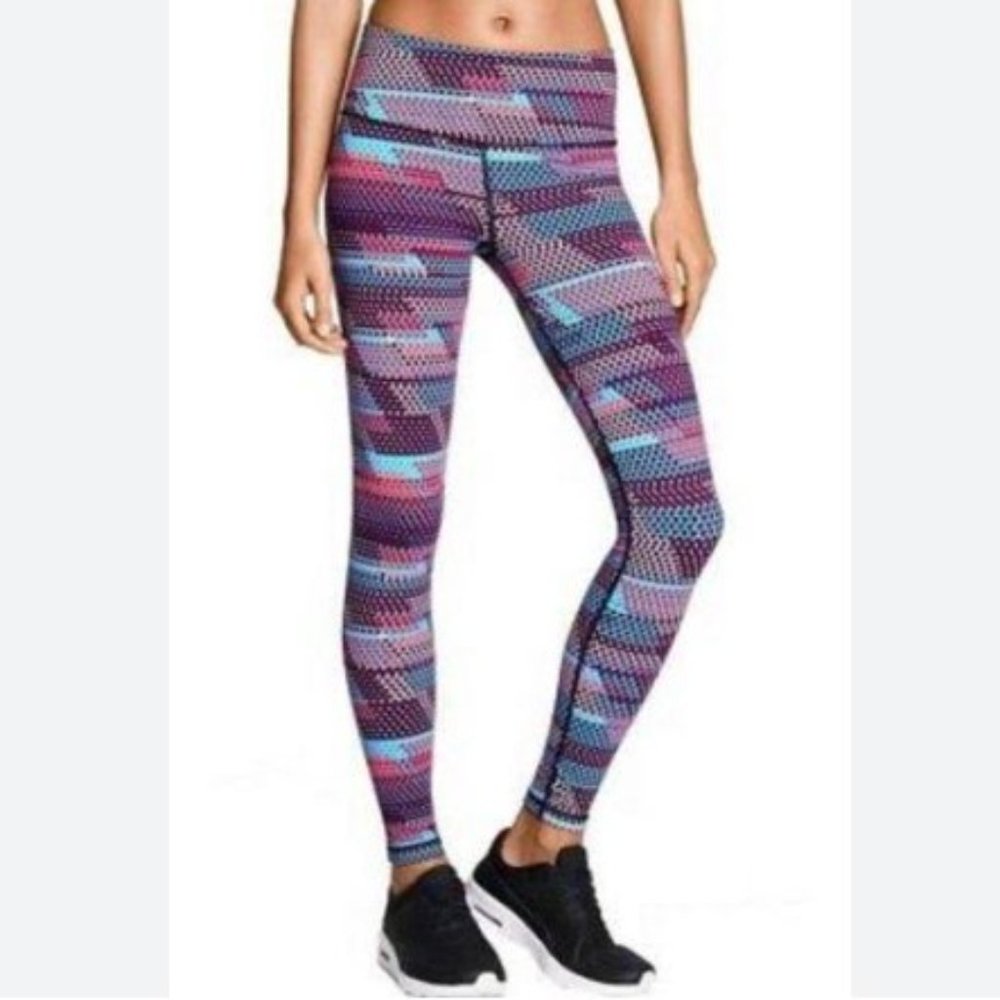Victoria's Secret Sport Polka Dot Retro Print Legging w/ Back Pocket Medium Long